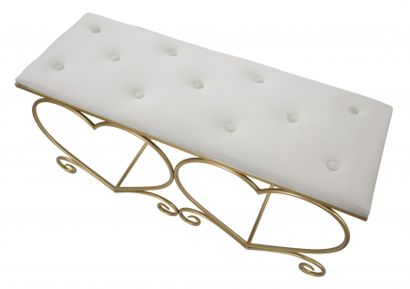 Bancuta Heart, fier/MDF/burete/poliester, auriu/roz, 105X37.5X51.5 cm [4]