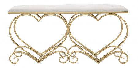 Bancuta Heart, fier/MDF/burete/poliester, auriu/roz, 105X37.5X51.5 cm [8]