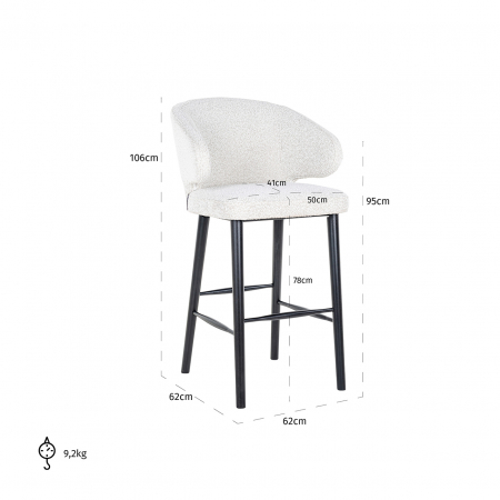 Scaun de bar Indigo alb bouclé [4]