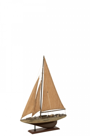 Mare si soare - Barcă cu pânze, Paulownia Wood, Maro, M, L 42| W 9| H 59 cm