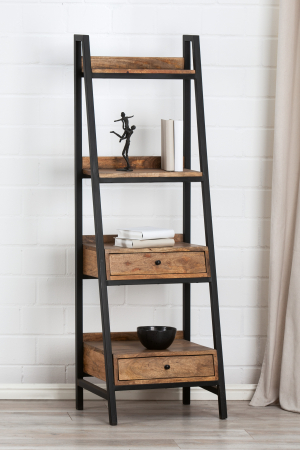 SALE % - Biblioteca Libri, Lemn/Metal, Maro/Negru, 50x150x38 cm