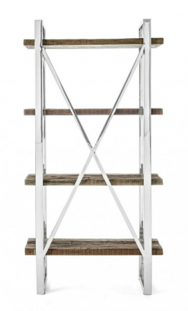 Biblioteca Stanton, Otel inoxidabil/ Lemn reciclat, 90x35x180 cm [2]