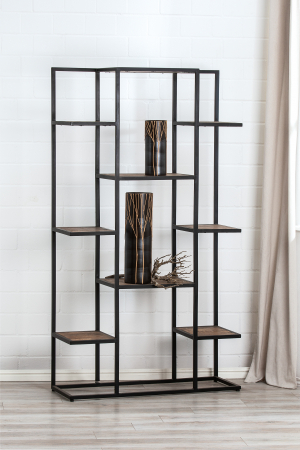 SALE % - Biblioteca Step, Lemn/Metal, Maro/Negru, 100x180x35 cm