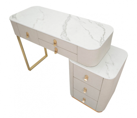 Birou/consola Beauty, Lemn/MDF/Metal, Crem/Auriu, 75x120x40 cm [2]