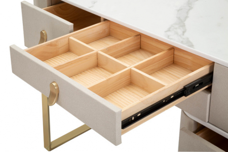 Birou/consola Beauty, Lemn/MDF/Metal, Crem/Auriu, 75x120x40 cm [7]