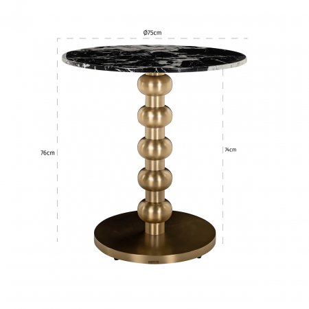 Masă bistro Witlox 75Ø (negru/auriu), Dims: 76.0 x 75.0 x 75.0 cm [1]