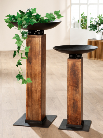 SALE % - Bol cu suport Timber, aluminiu/lemn, maro, 42x75x42 cm