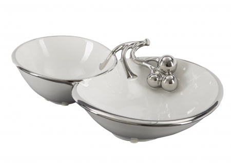 Bol decorativ Balloons, ceramica, alb/argintiu, 32X20.5X8 cm [2]
