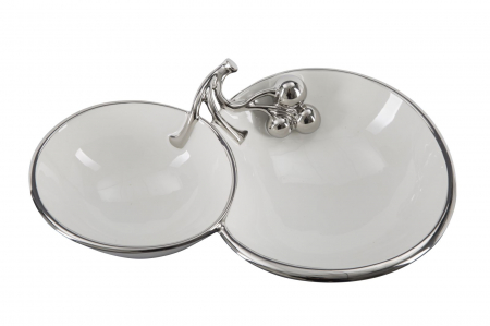 Bol decorativ Balloons, ceramica, alb/argintiu, 32X20.5X8 cm [3]