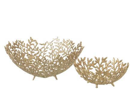 Bol decorativ cu frunza din aluminiu, auriu, L | L 37X l 38X H 17 cm [1]