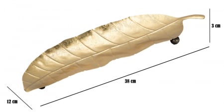 Bol decorativ Foglia, fier, auriu, 38X3X11 cm [7]