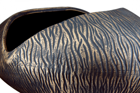Bol decorativ/Ghiveci Tigre, Ceramica, Auriu/Negru, 24x28x12 cm [2]
