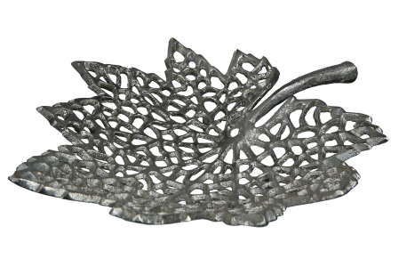 Bol decorativ Leaf, Aluminiu, Argintiu, 29x6x22 cm [2]