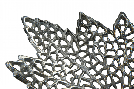 Bol decorativ Leaf, Aluminiu, Argintiu, 29x6x22 cm [1]