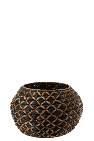 VAZE SI GHIVECE - Bol decoraviv Roni, Lemn/Rattan/Bambus, Negru, 62x62x41 cm