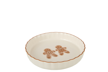 CRACIUN - Bol, Ginger, ceramica, alba/caramel | L 26X l 26X H 4.5 cm