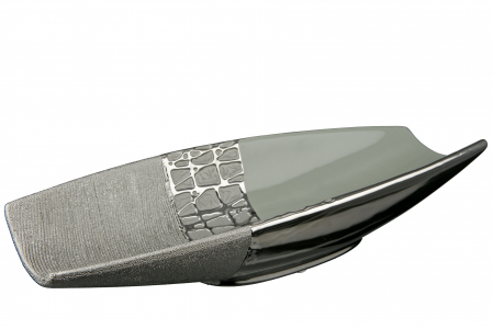 SALE % - Bol Lagos, Ceramica, Argintiu, 13x33.5x6 cm
