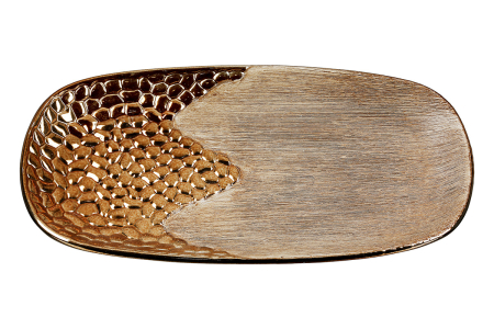 CRACIUN - Bol, „Lausanne”, Ceramica, maro, culoare bronz, PU 3, L. 18 cm, latime 34 cm, inaltime 3 cm