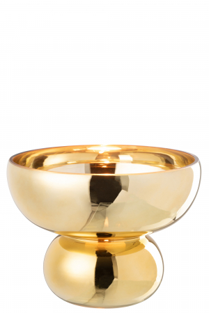 Vaze - Bol rotunjit Picior Sticlă, Auriu, L 23| W 23| H 17.5 cm