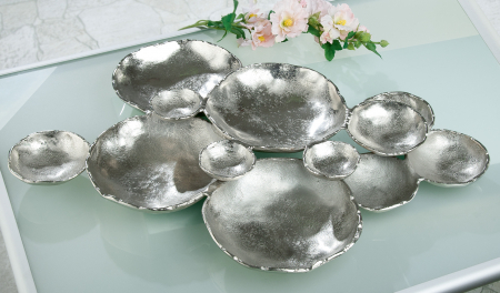 SALE % - Boluri decorative Multiple, Aluminiu, Argintiu, 75x8x58 cm