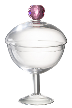 Borcan de depozitare cu cristal, sticla, transparent/roz, L | L 14X l 14X H 25 cm [1]