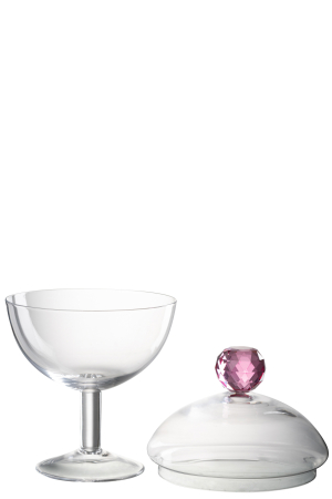 Borcan de depozitare cu cristal, sticla, transparent/roz, L | L 14X l 14X H 25 cm [2]