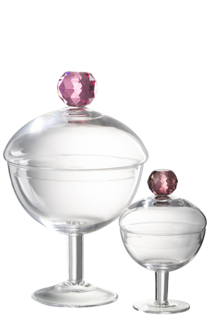 Borcan de depozitare cu cristal, sticla, transparent/roz, L | L 14X l 14X H 25 cm [3]