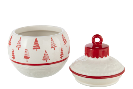 Borcan de depozitare glob de Craciun dolomit alb/rosu | L 15.8X l 15.8X H 19.8 cm [2]