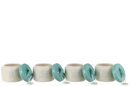 Borcan depozitare faina/zahăr/cafea/ceai, ceramică alb/albastru, Ass4 [3]