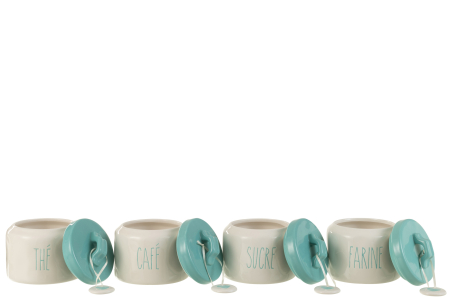 Borcan depozitare faina/zahăr/cafea/ceai, ceramică alb/albastru, Ass4 [2]