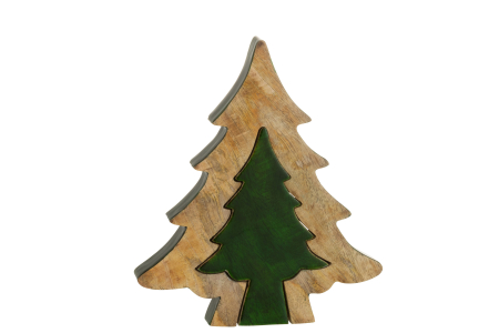 Coronite si Brazi - Brad Puzzle, Lemn Verde/Natur L
