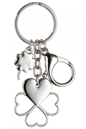 SALE % - Breloc Shamrock, Metal, Argintiu, 3.5x8 cm