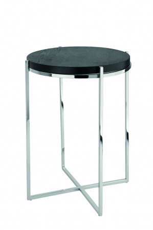 LIVING - BRIXTON, Masuta laterala, stejar, negru, inox, h.41, d.35 cm