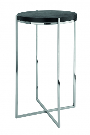 LIVING - BRIXTON, Masuta laterala, stejar, negru, inox, h.52, d.35 cm