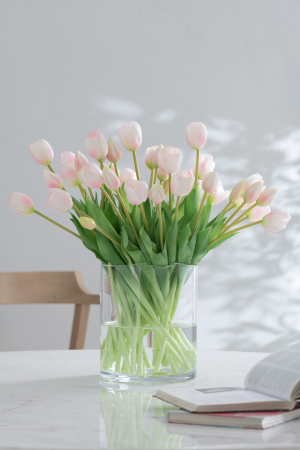 Plante artificiale si uscate - Buchet plante artificiale, Material sintetic, Roz, 12.5x9x31.5