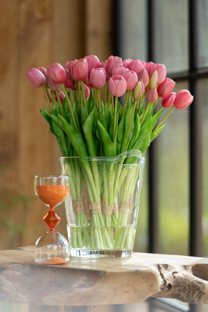 SALE % - Buchet plante artificiale, Material sintetic, Roz, 16.5x10x45.5