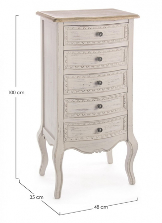 Bufet CLARISSE, lemn, alb, 48x35x100cm [2]