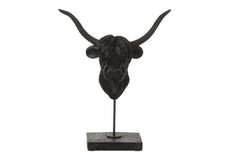 IN STOC - Decoratiune Buffalo, Compozit, Negru, 29.5x14x36.5 cm