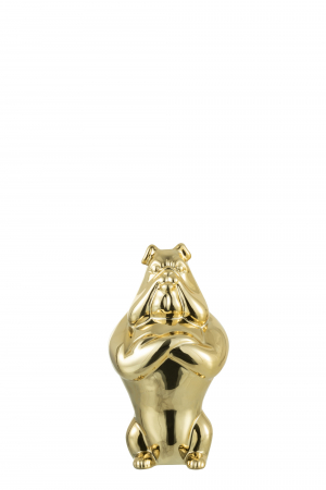 SALE % - Figurina Bulldog, Piatra, Auriu, 11x10x19 cm