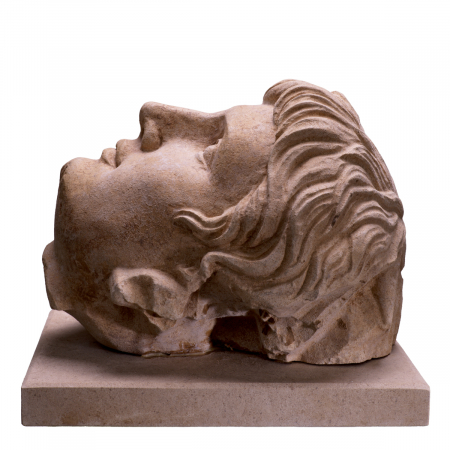 Bust al împăratului Augustus finisaj gresie, Dims: W. 30 | D. 25 | H. 26  (CM) [2]
