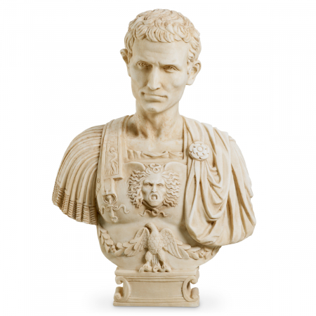De colectie - Bust din marmură Iulius Caesar aspect antic, Dims: L. 50.5 | W. 27 | H. 69.5  (CM)
