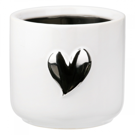 Cachepot, Modern Heart, Motiv inimă, Ceramica, alb, PU 6, H. 8,5 cm, D. 8 cm VAZE SI GHIVECE - Cachepot, Modern Heart, Motiv inimă, Ceramica, alb, PU 6, H. 8,5 cm, D. 8 cm