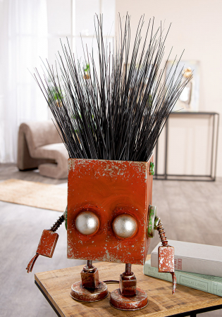 Cachepot, Roboti, Robotic, Metal, maro ruginiu, PU 1, L. 19 cm, L. 34 cm, H. 37,5 cm [4]