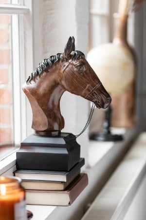Animale - Decoratiune Cal, Compozit, Maro, 24.5x15x35.5 cm