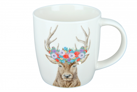 DINING - Cana Deer Flowers, Portelan, Multicolor, 12x9x8.5 cm