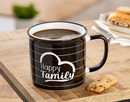 Cană, Familie fericită, Motiv inimă, zic, Ceramica, negru, PU 6, L. 9,8 cm, L. 13,2 cm, H. 8,7 cm [3]