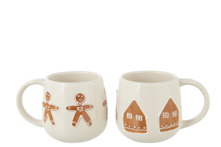 Cana model fursecuri, ceramica, alba/caramel, sortiment de 2 | L 13.5X l 10.5X H 9.5 cm [1]