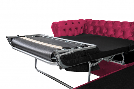 Canapea 2 locuri extensibila cu sezlong Chesterfield, fuchsia, 245x85/175x70 cm [5]