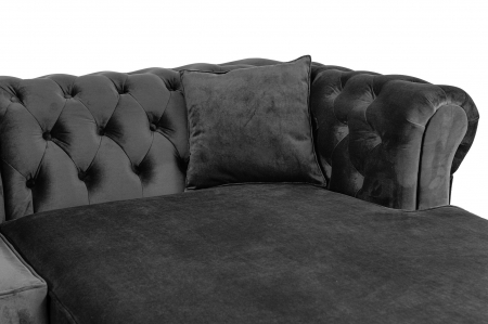 Canapea 2 locuri extensibila cu sezlong Chesterfield, gri, 245x85/175x70 cm [2]