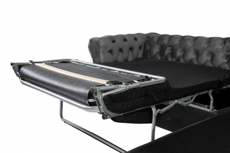 Canapea 2 locuri extensibila cu sezlong Chesterfield, gri, 245x85/175x70 cm [6]